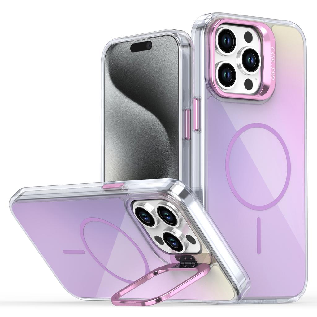 For iPhone 15 Pro Max Case Compatible with MagSafe TPU + Acrylic Gradient Phone Cover with Kickstand