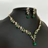 Brilliant Imitation Emerald Cubic Zirconia Jewelry Set gold Bridal Necklace and Earring Set Wedding and engagement jewelry