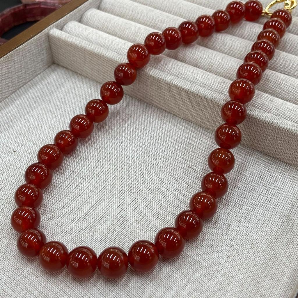 12M Agate Chain Necklace Women'S Versatile High-End Sense Niche Sweater Chain Beaded Collarbone Neck Chain New Chinese Jewelry