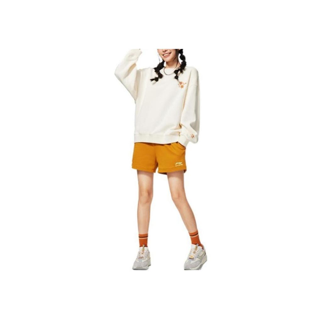 Li-Ning Trendy Sports Series Printed Round Neck Loose Sweatshirt Women Tops Off-White AWDSB58-3