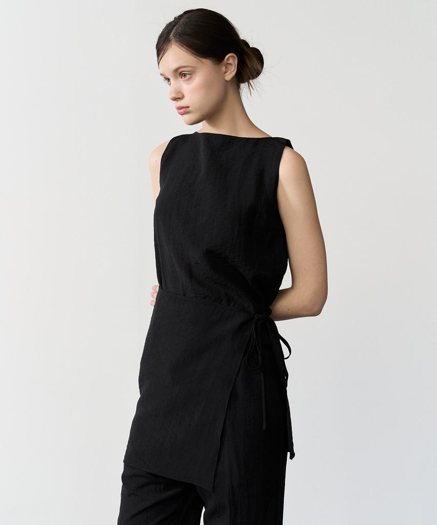 BIBYSEOB Linen Sleeveless Blouse Black [T62]