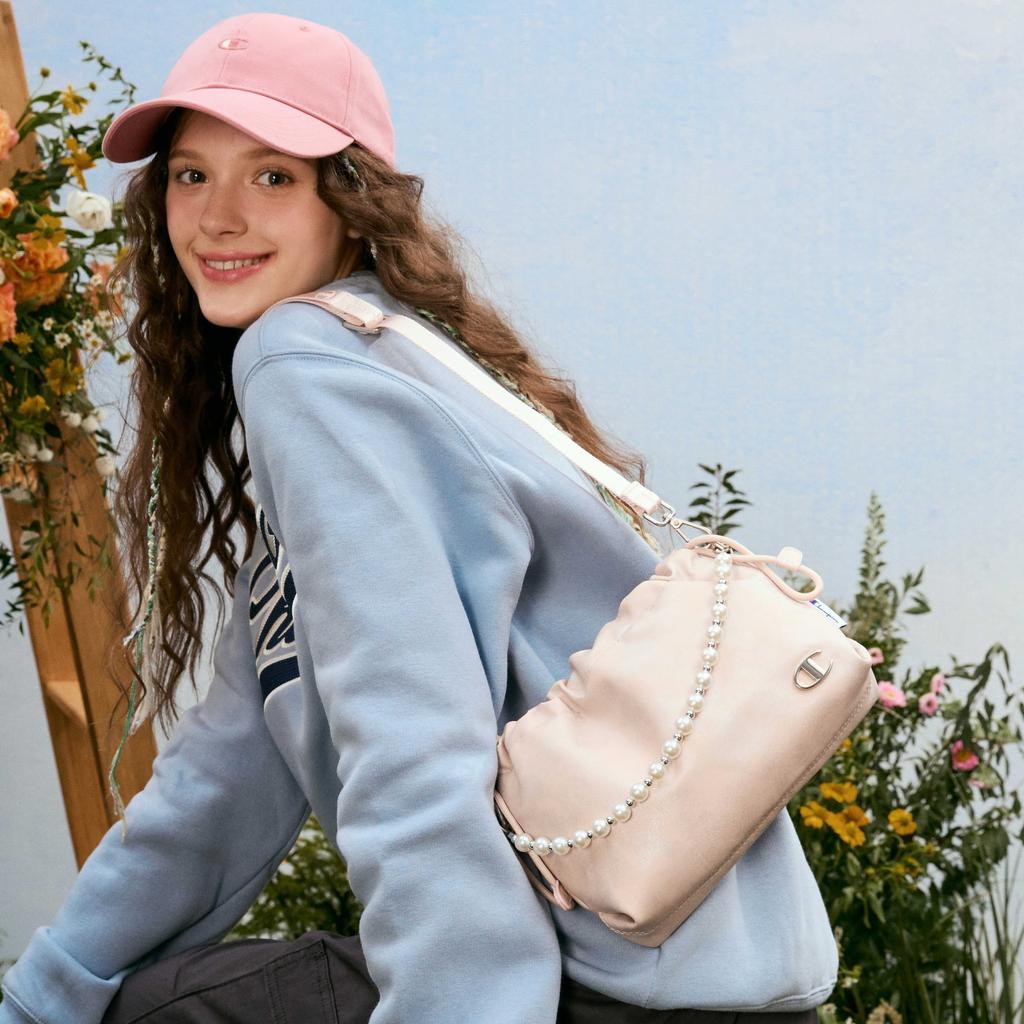 Champion Knitted Fabric Handbag, Shoulder Bag Small Unisex Black/Washed Pink/Silver White U5AACPU54