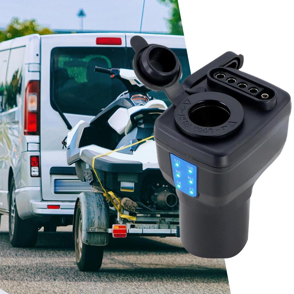 7 Pin Trailer Light Tester Connector with LED Indicators Trailer Light Test Adapter for Boats RV Pickup Wiring Installation