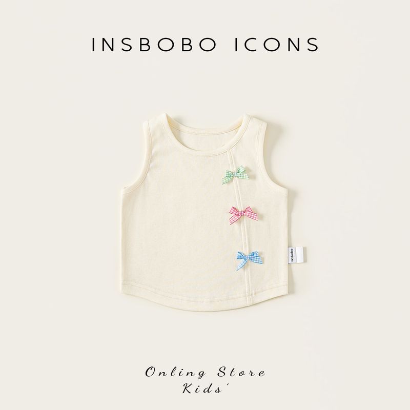 Insbobo Baby Vest Summer 2026 New Style Baby T-Shirt Girl s Sleeveless Top Infant Top Summer Children s Clothing Trend Rice White 90