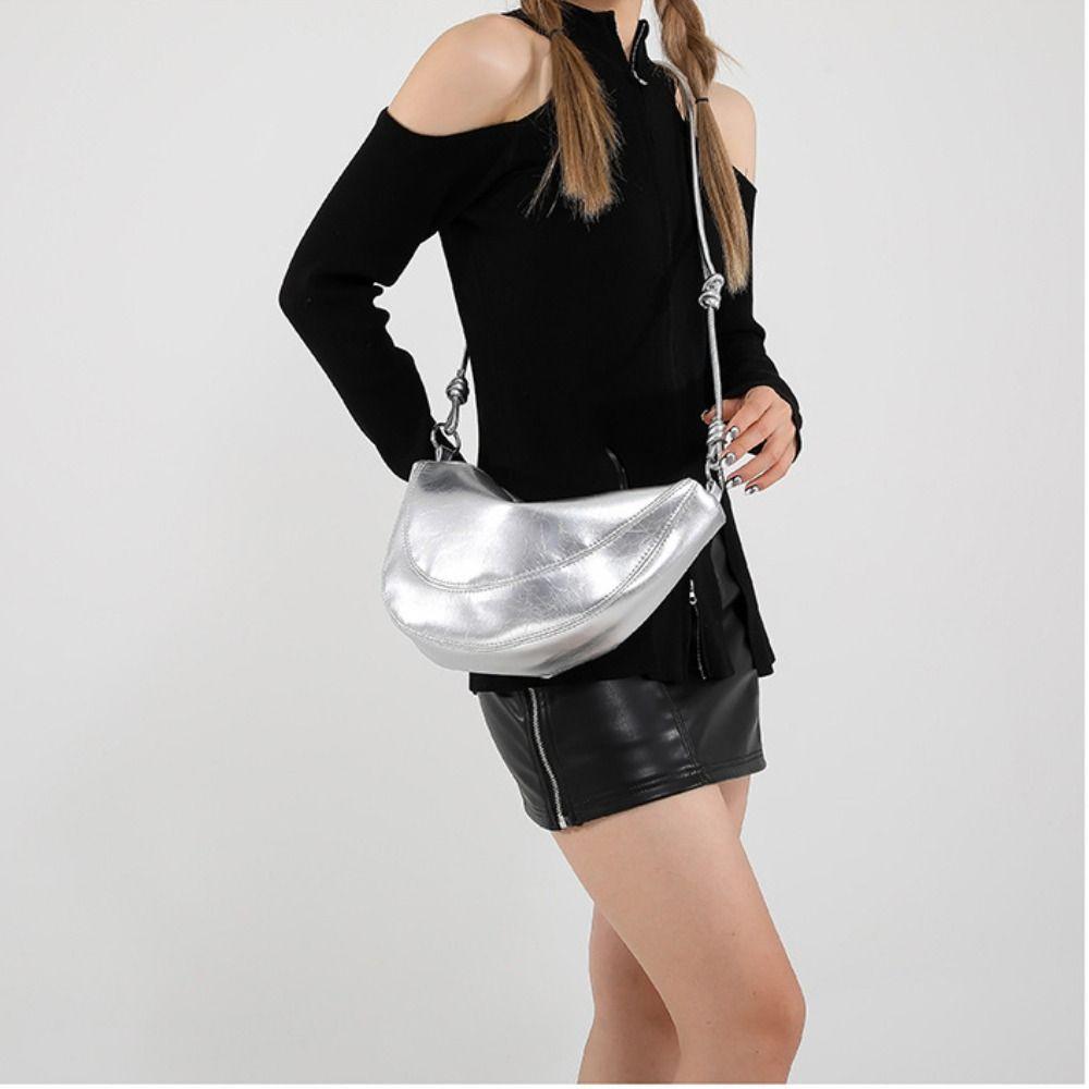 PU Leather Retro Saddle Bag Fashi Design Korean Style Crossbody Bags Shoulder Bag Solid Color Versatile Dumplings Bag Travel