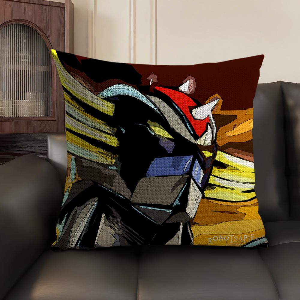 G-Goldorak Anime Cool Cushion Cover Natural Linen Organic Fabric Double-Sided Printing Sofa Home Decor Gift Pillow Case