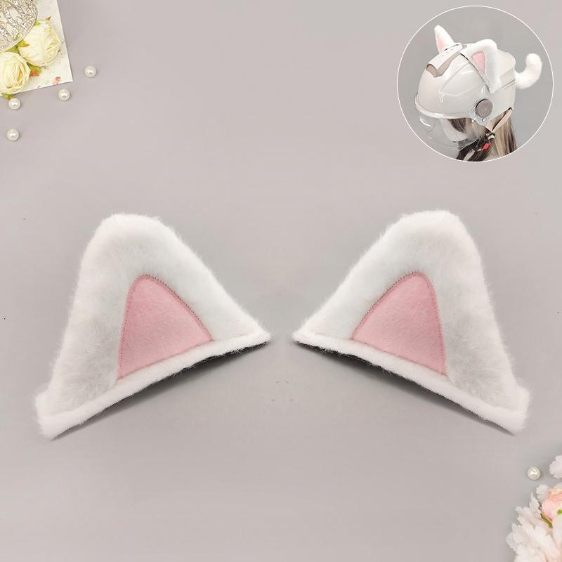 Motorcycle Helmet Cat Ear Plush Patch with Tail for Snowboard Ski Helmet