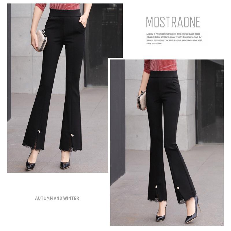 Korejská móda 2022 léto s vysokým pasem streč Dámské krajkové patchworkové kalhoty Capris pro ženy úzké flare kalhoty dámské kalhoty