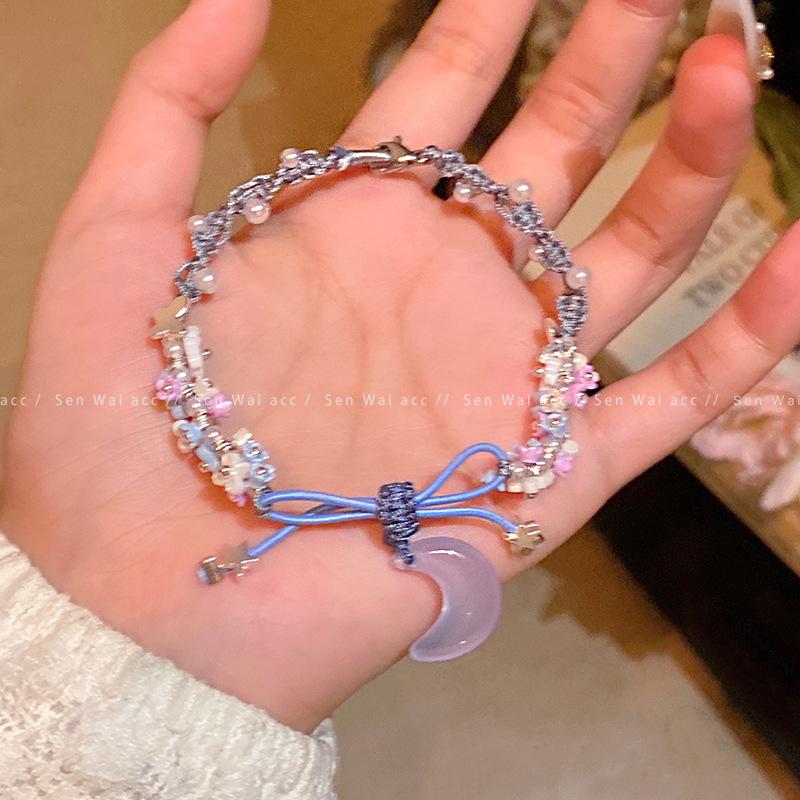 Браслет-подвеска  Лунное сияние  с жемчужной вышивкой, женский, ретро, модный, персонализированный, цветочный браслет, этнические ручные украшения