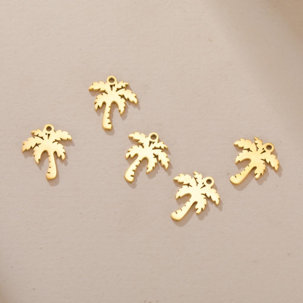 Teamer 5 Stück/Los Kokospalmen-Anhänger Goldfarbe Edelstahl DIY Herstellung Charm Für Halsketten Armband Schmuck Geschenk 2026 Neu