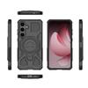For Samsung Galaxy S25+ Case Kickstand with 2Pcs Screen Film WANLONFENG KJ Series PC TPU Phone Cover (Big Lens Hole)
