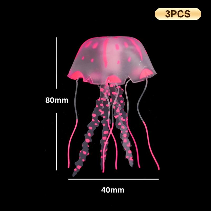 3Pcs Artificial Glowing Fluorescent Jellyfish Aquarium Decoration Fish Tank Underwater Plant Marine Aquatic Landscape Ornament