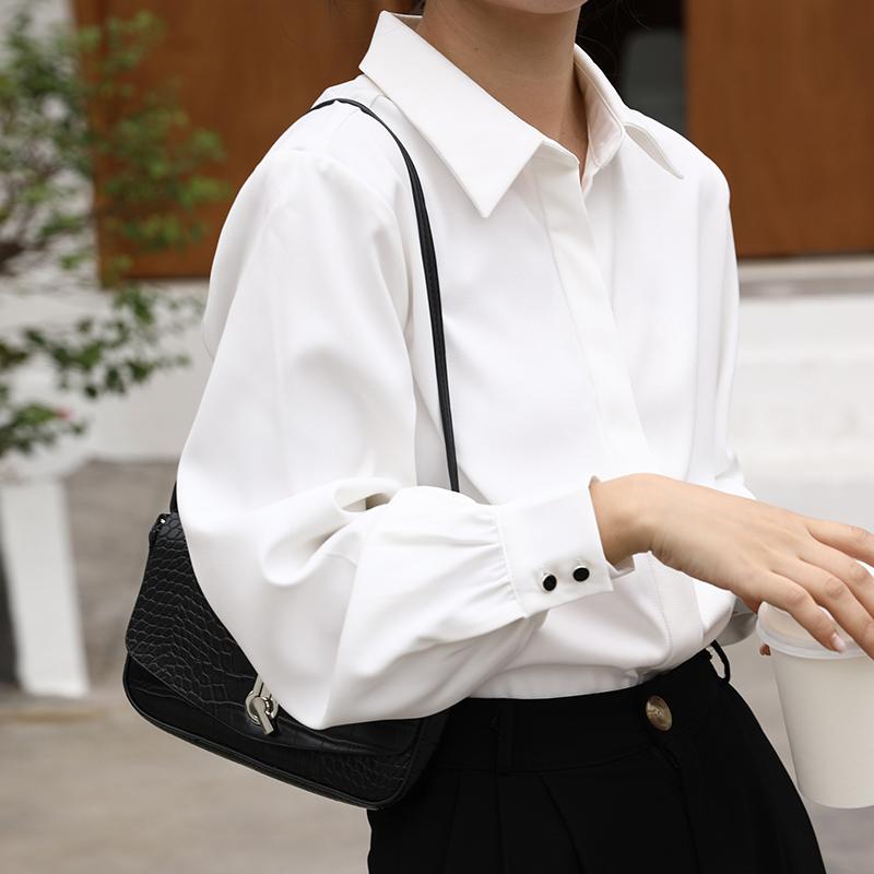 OL Stil Formale Frauen Weiße Hemden Drehen-unten Kragen Bluse Tops Elegante Arbeitskleidung Weibliche Blusa Einreiher Shirts lange Hülse