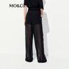 MO&Co. Summer Lightweight Black Mesh Straight Leg Casual Pants
