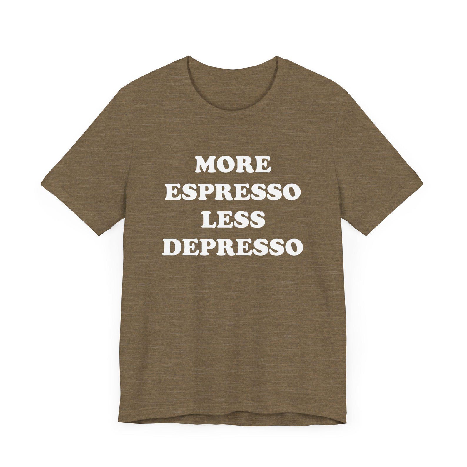 More Espresso Less Depresso Tee, Coffee Lover T-Shirt, Espresso Tee, Funny Coffee Shirt, Coffee Shop Barista Gift, I Love Coffee M