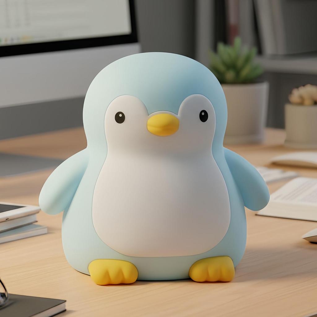 Silicone Penguin Patting Night Light Colorful RGB Touch Atmosphere Light 1200mAh Capacity Charging Light For Home Bedroom