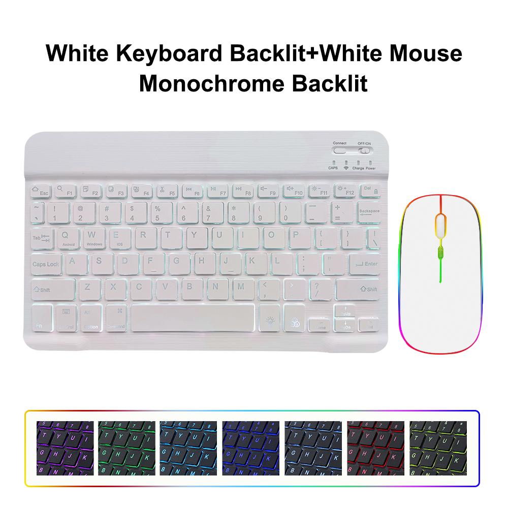 10 inç Arka Aydınlatmalı Bluetooth Klavye Fare IOS Android Windows İçin, iPad İçin Arka Aydınlatmalı Klavye, Samsung Tablet İçin Kablosuz Teclado