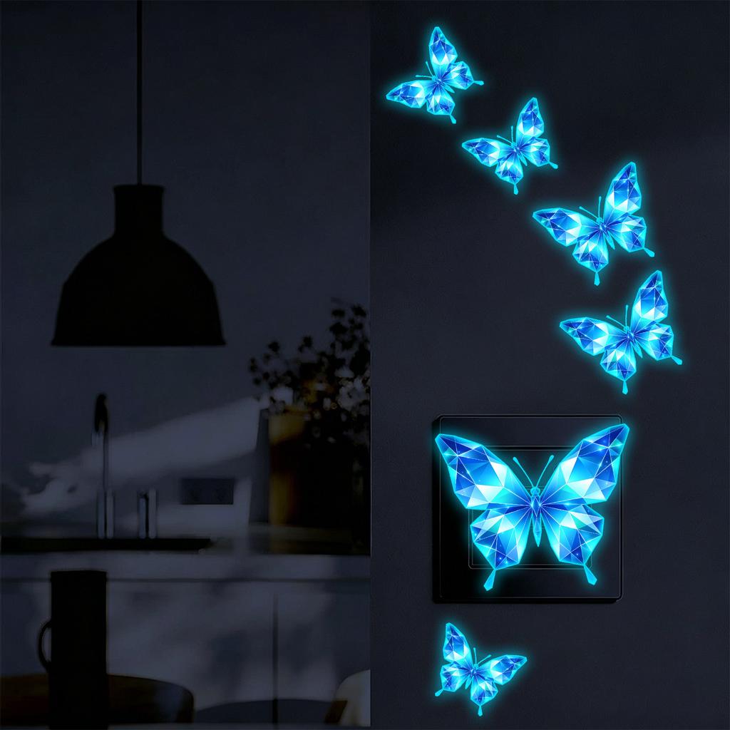 Crystal Butterfly Night Glow Sticker - Removable Wall Decal for Children's Room