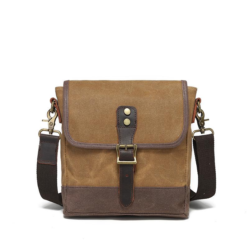 Vintage Canvas Shoulder Bag Fashion Crossbody Bag Wear-resistant Small Chest Bag Men's Leather Briefcase