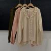 1116 Summer New Women's Lace Collar Japanese Ramie Shirt Loose Shirt Top Cardigan Literary Style Ins