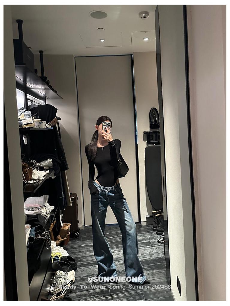 Women's Sexy Twisted Long-Sleeve Bodysuit with Chest Pads, Cross Back, Collarbones Showcase, Crotch Opening, European & American Style.