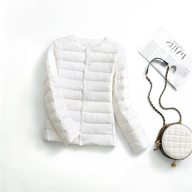 White duck down light down jacket women's winter new slim-fit warm short jacket round neck V-neck inner and outer wear liner