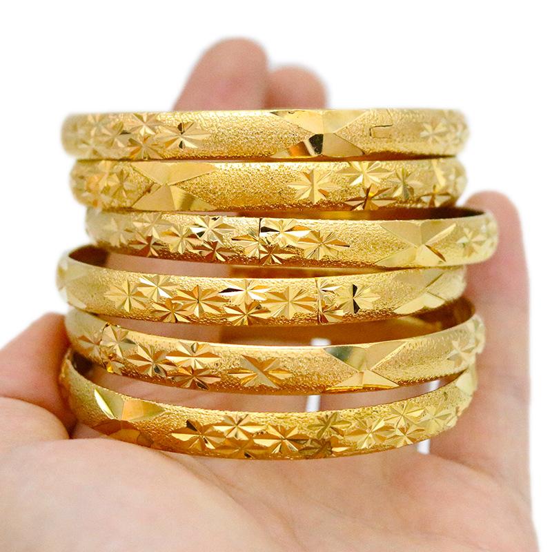 Dropshipping Wholesales 8mm Brass Fashion Bracelet Star Carved Bangle Wedding Gift for Middle Eastern Brides Jewelry чёрный