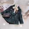 Plaid Casual Spring & Autumn Two-Piece Set for Girls