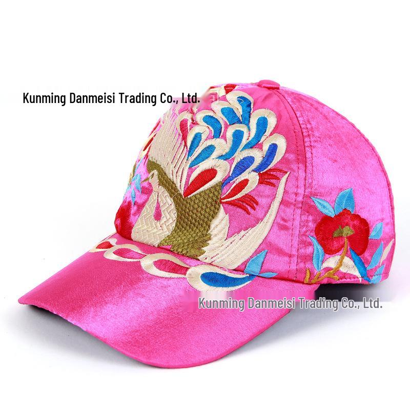 

Danmeisi Retro Ethnic Peacock Embroidery Baseball Cap - Casual Four Seasons Hat Adjustable темно-фіолетовий колір