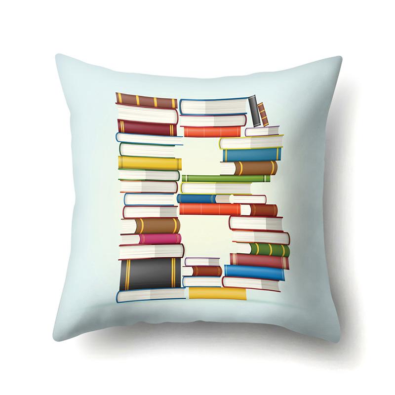 Polyester Pillowcase Car Decoration Home 26 English Letters Print Book Pillowcase