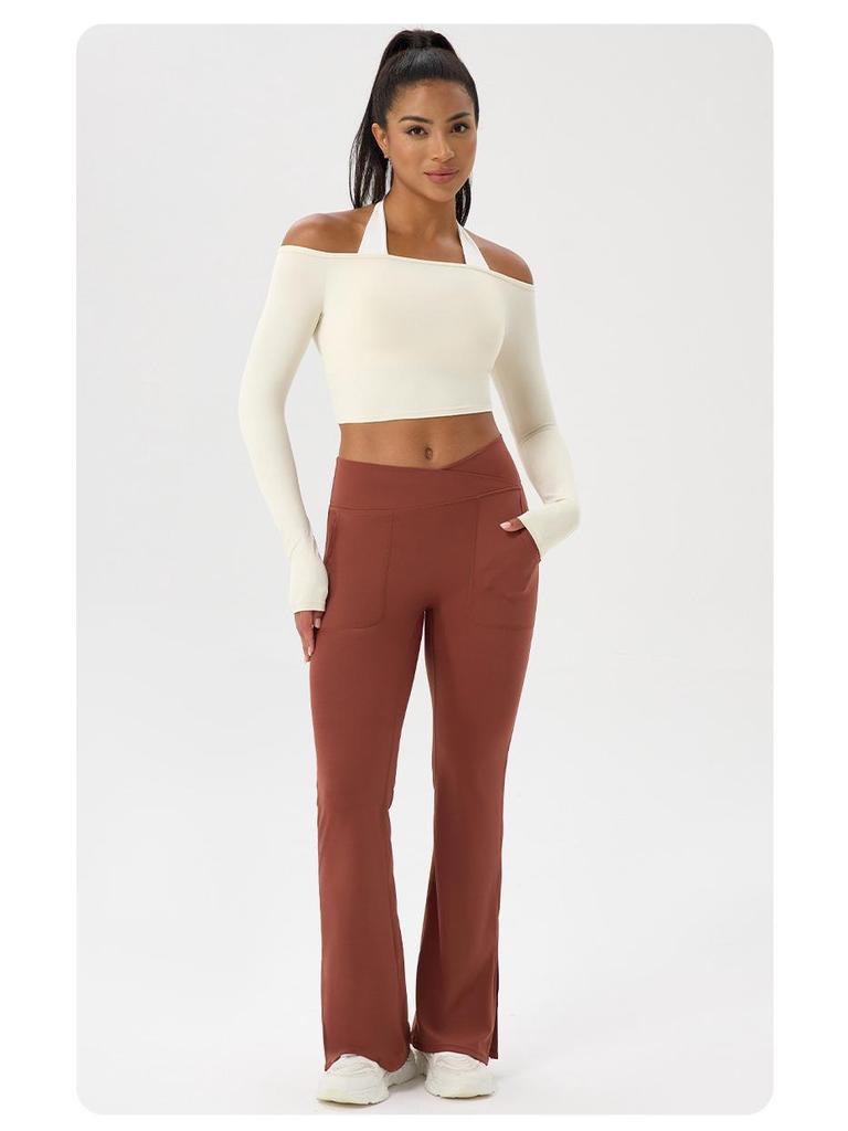 Women's European & American One-Shoulder Yoga Long Sleeve Top - Sexy, Tight-Fitting, Quick-Drying Fitness Wear with Nude Feel