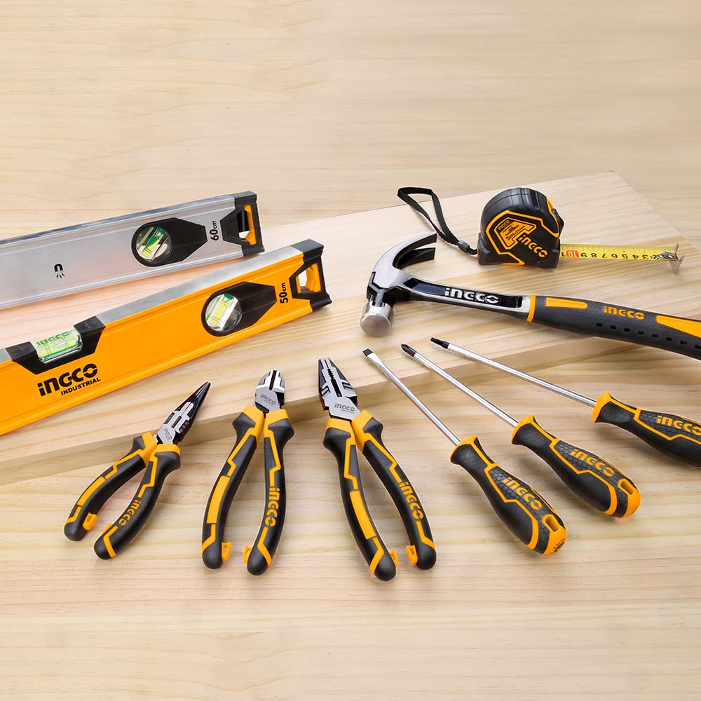 INGCO 3-Piece High-Leverage Pliers Set (HKPS08318) - Includes 200mm Pliers, 160mm Nippers, and 160mm Long Nose Pliers