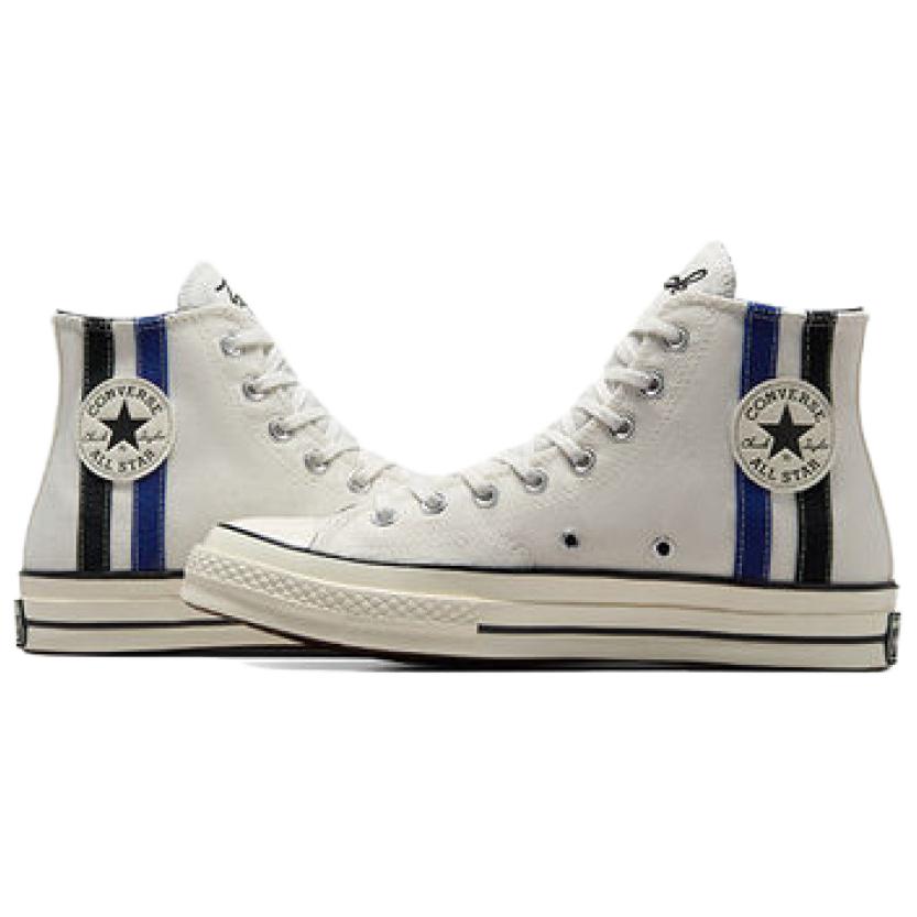 Converse Chuck 70 High Archival Stripes - Vintage White Unisex Sneakers Cream Blue Black A08725C