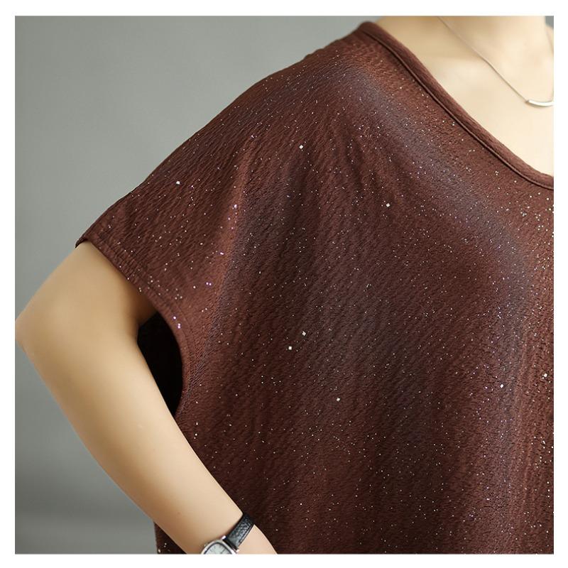 DIMANAF 2025 New Summer Plus Size Tops Tees Casual T-Shirt Women Short Sleeve Solid Loose Oversized