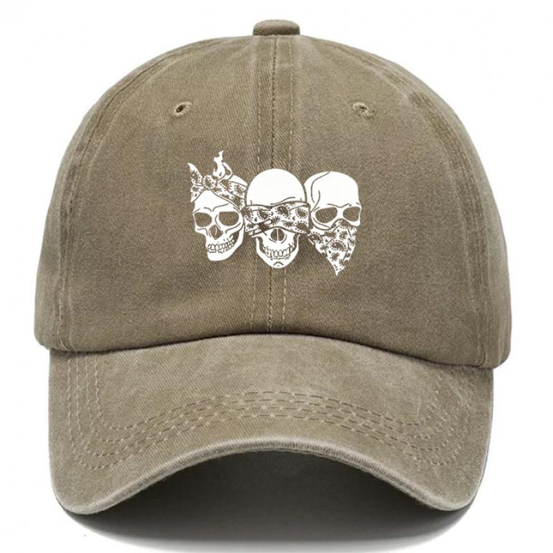 Gothic Skull for Men Women Adjustable Hook Loop Baseball Hat with Skull Breathable Outdoor Dad Hat Suitable for Beach Ca