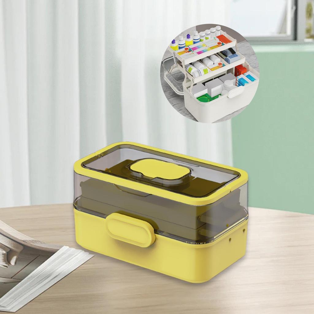 Portable Medicine Box Dustproof Desktop Organizer Empty First Aid Kit Medicine Organizer for Workplace Dresser Home Car Bathroom