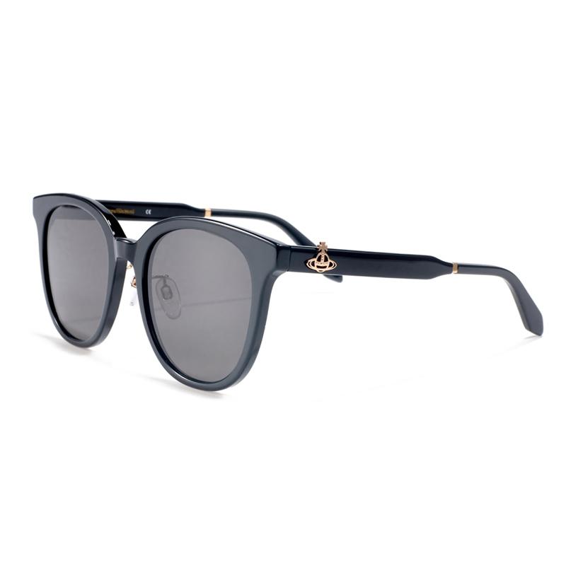 Vivienne Westwood Round Saturn Logo Sunglasses Unisex sunglasses Glossy-Black VW5106-1-001 54,Bright Black