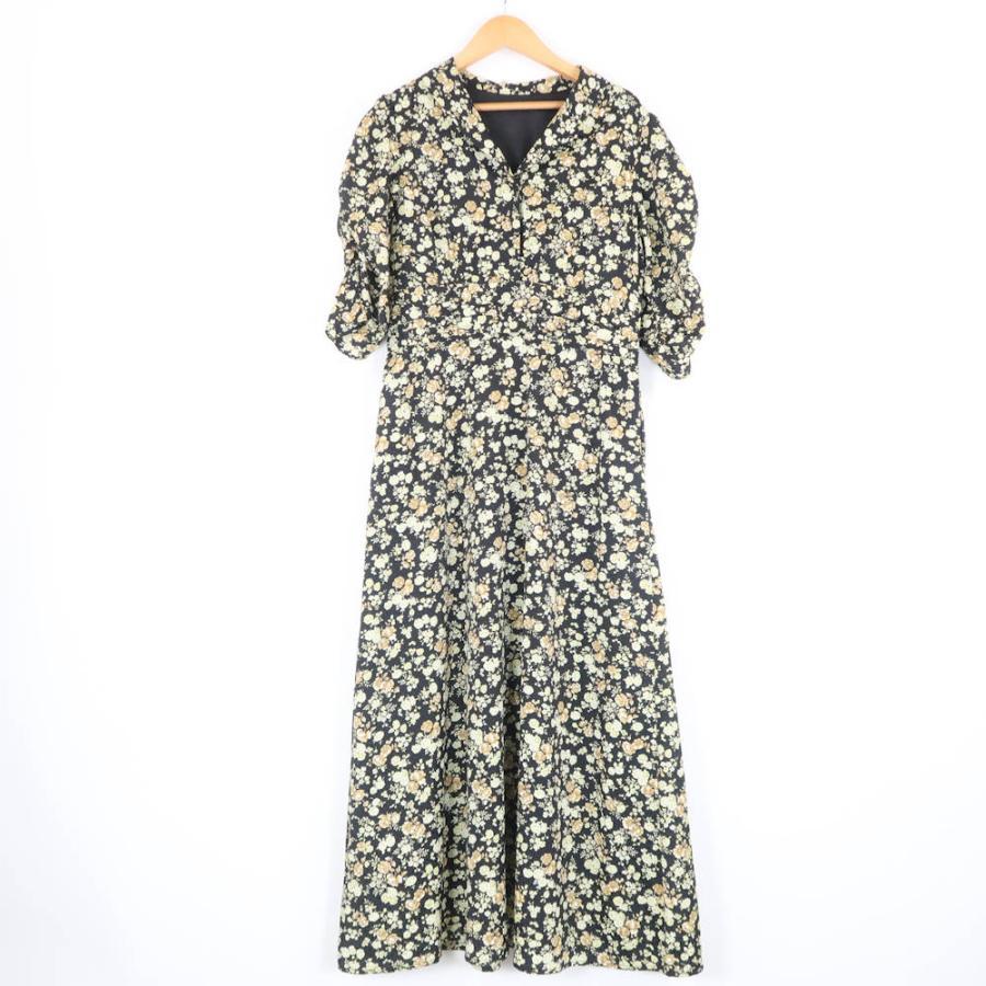 Good Condition Lily Brown Lily Brown LWFO194063 Dress F 100% Polyester Floral Pattern Short Sleeve Long Length Women s AY6132A79