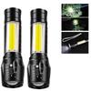 Portable COB+LED Pocket Flashlight Rechargeable Tactical Torch MINI 3 Lighting Mode with Side Lamp for Outdoor Camping Emergency