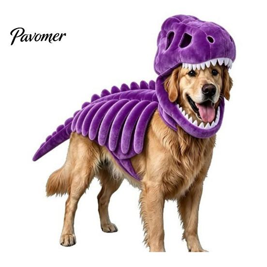 Pet Photography Prop Dinosaur Skeleton Costume, Glow-in-The-Dark 3D Apparel, Halloween Holiday Party Dog Clothes Dino Outfit for Dogs Cats,