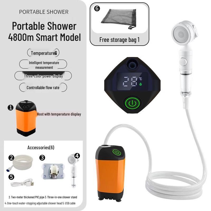 Portable Outdoor Electric Shower Set with Charging Shower Head and Tent