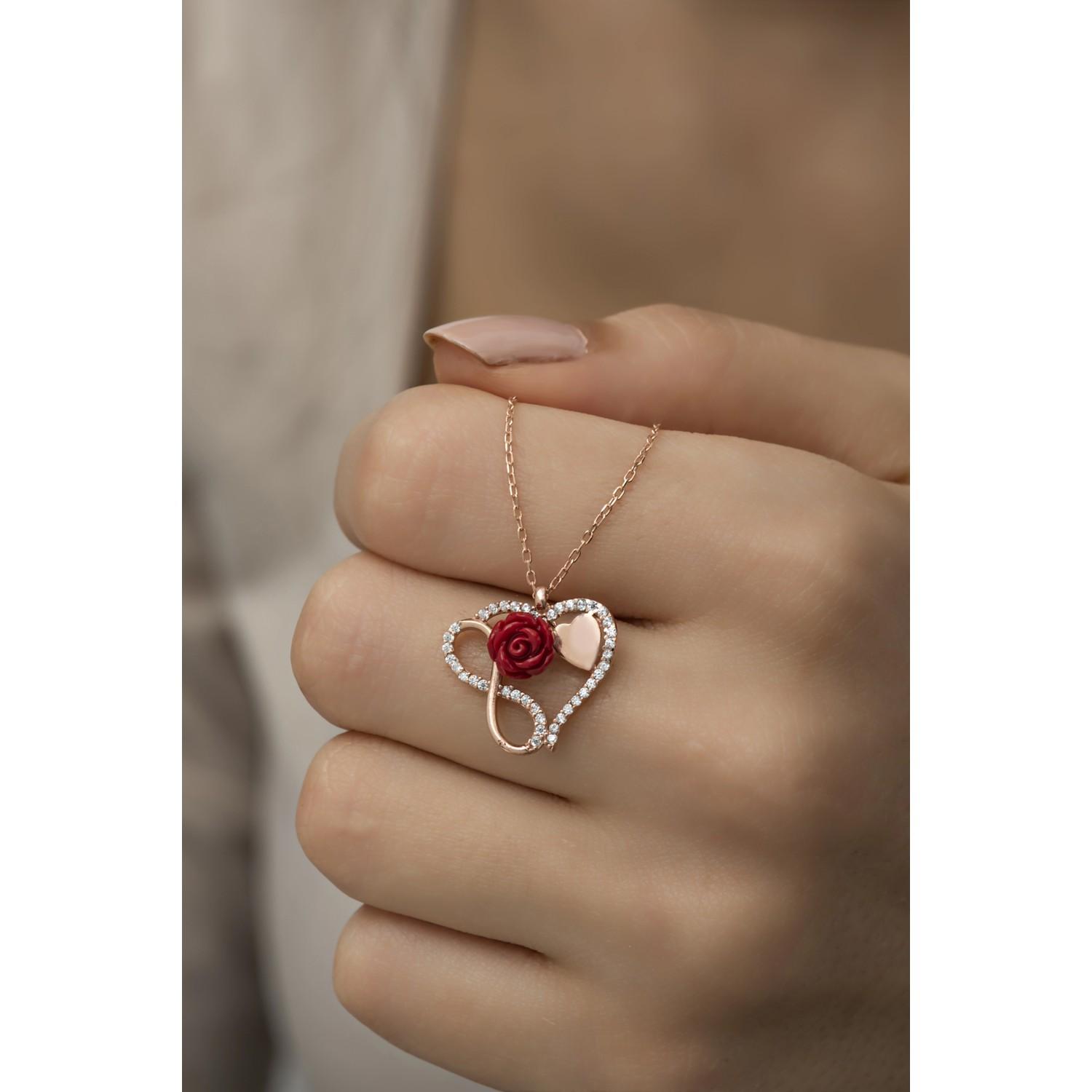 

Ожерелье с красной розой в форме сердца из стерлингового серебра 925 пробы