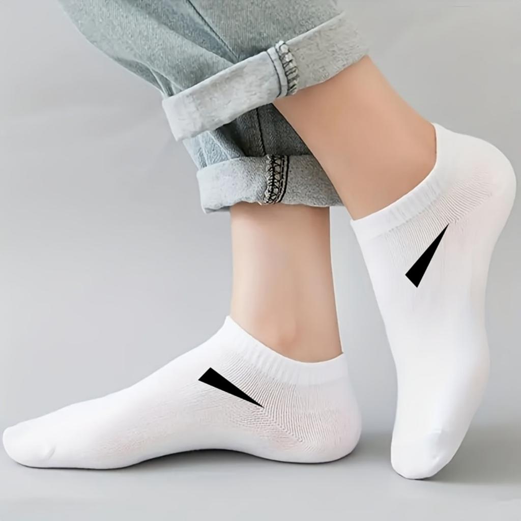 10-1 Perechi Șosete Scurte Tricolore: Set de modele simple, multifuncționale, confortabile și la modă pentru bărbați și femei, pentru purtare casual în aer liber