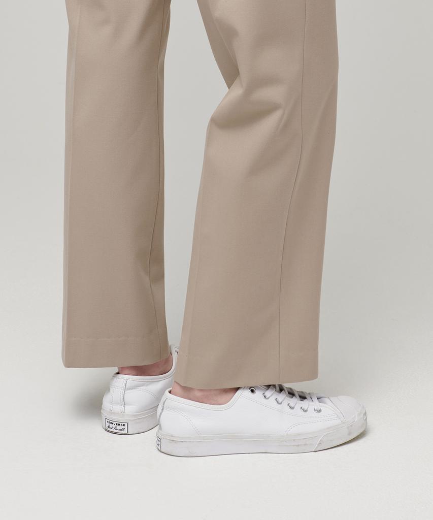 MUSINSA STANDARD WOMAN Women'S Heavyweight Fleece-Lined Straight Hidden Elastic Waist Slacks [Beige]