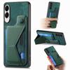 For Samsung Galaxy S25 Edge Case with Card Slot Kickstand Retro Leather Back Cover