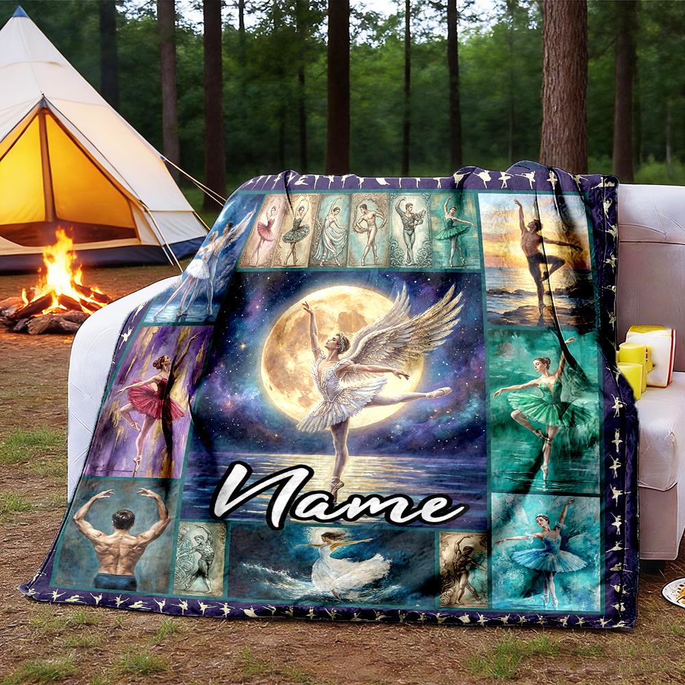 Ballet Dancer Painting Customize Your Name Blankets Comfortable Soft Lightweight Allseason Multipurpose Blanket For Picnics Sofas Offices Beds Living