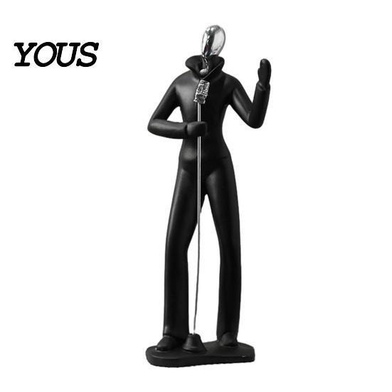 High-end Textured Decor Minimalist Black Resin Figurines, Modern Abstract Musician & Golfer Statues, Luxury Home Light Accents for Living Room