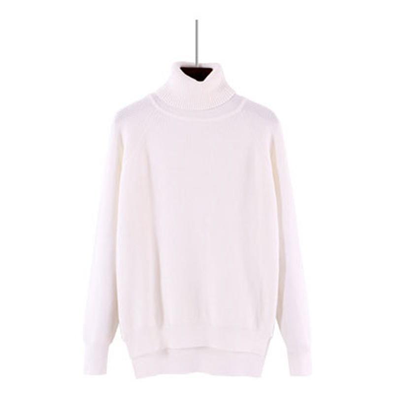 Women Winter Fashion Turtleneck Sweater Solid Color Loose Pullover Sweater Long Sleeve Tops