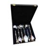 Black Mother of Pearl (MOP) with Round Emboss Aluminium Handle Serving Spoon (6 Piece)