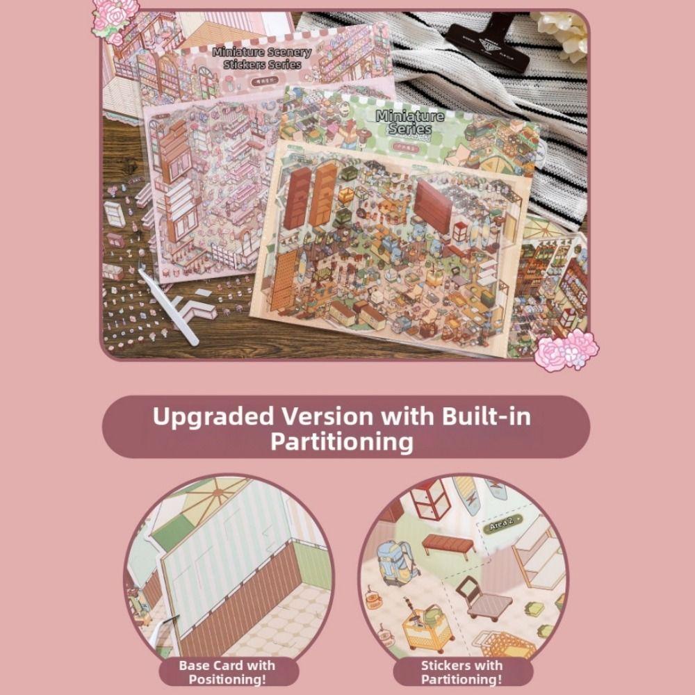 Large Size 3D Scene Stickers Shop Theme Mini Landscape Sticker Stacking Stickers Children Gifts